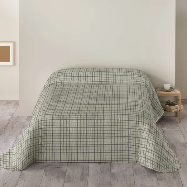 Couette microfibre imprimé carreaux 200 g/m², beige / taupe