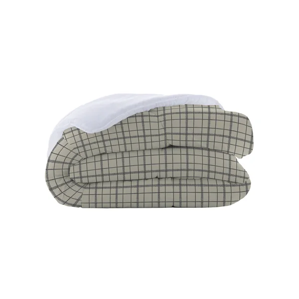 Couette microfibre imprimé carreaux 200 g/m², beige / taupe