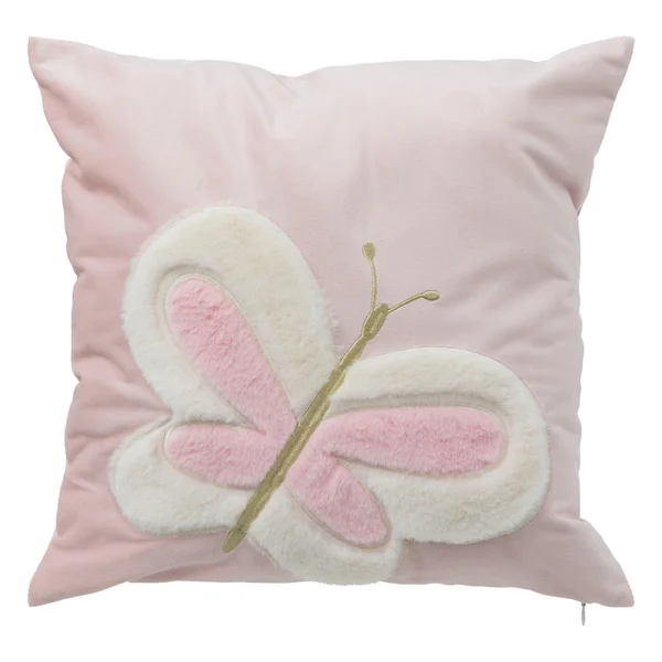 COUSSIN CARRE PAPILLON ROSE 40X40CM