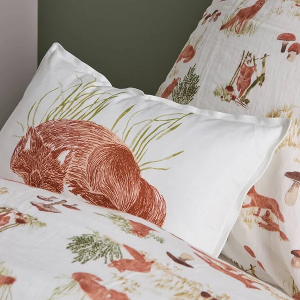 Coussin coton flammé Promenons-nous dans les bois - 30 x 50 cm