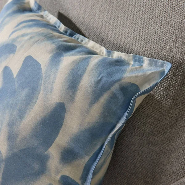 Coussin coton lin Plantain - Ecru/Bleu gris - 30 x 50 cm