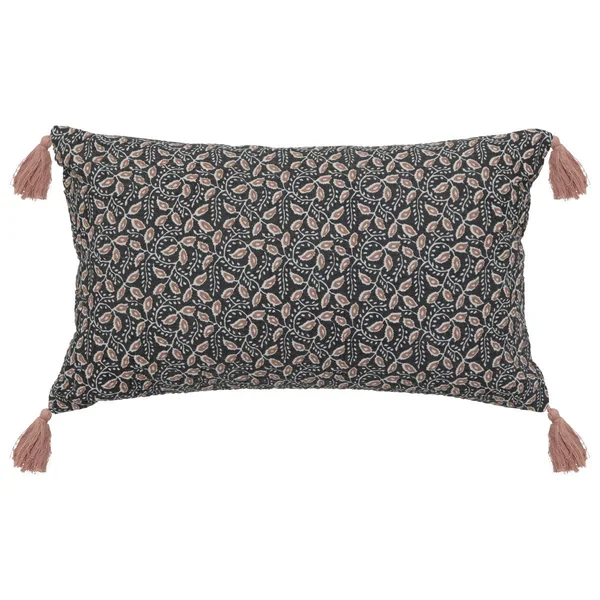 COUSSIN GAZE IMPRIME LUMIERE D HIVER GRIS FONCE 30X50CM