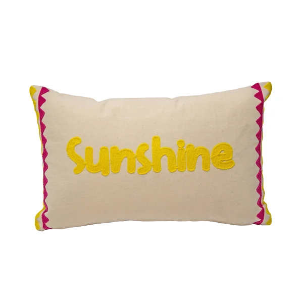 Coussin rectangulaire brodé Sunshine , écru / jaune