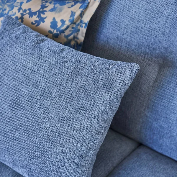 Coussin satin Shanghai - Ecorce/Bleu nautique - 45 x 45 cm