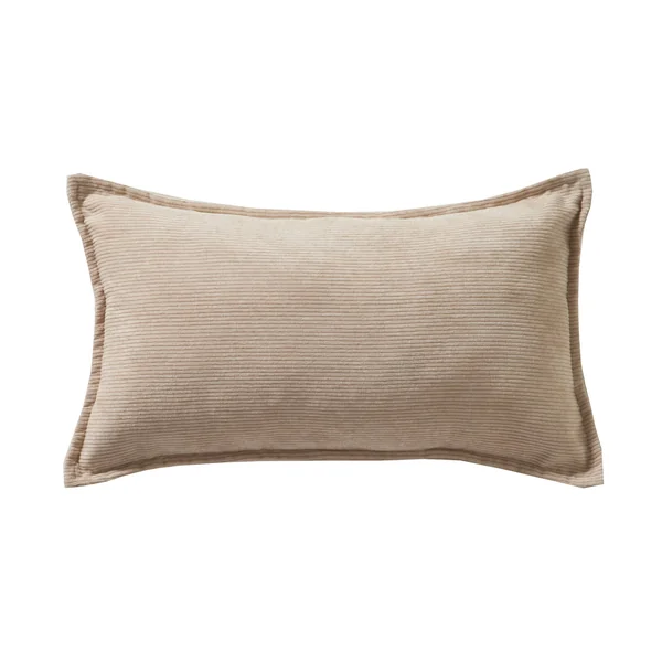 Coussin uni velours côtelé, beige