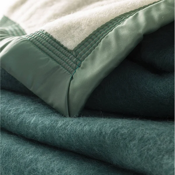 Couverture bicolore pure laine 600 g/m², vert