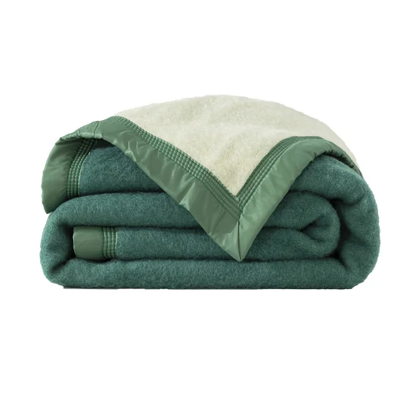 Couverture bicolore pure laine 800 g/m², vert