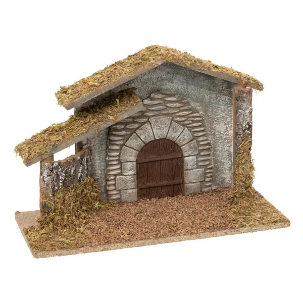 CRECHE DE NOEL VIDE BOIS RESINE H.20CM