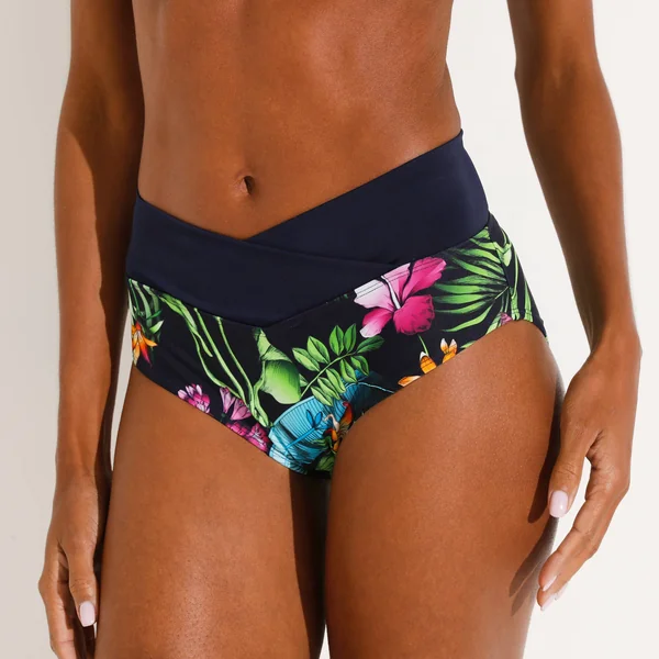 Culotte de bain taille haute Banna, marine / multicolore