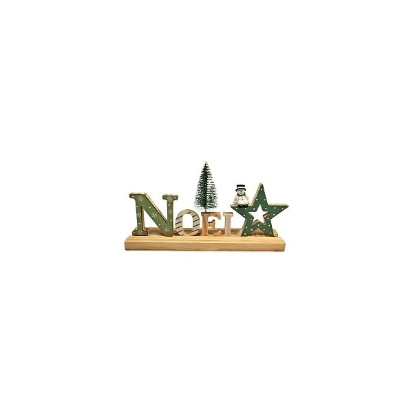 DECORATION A POSER NOEL VERT BOIS AVEC SAPIN