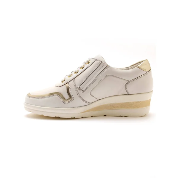 Derbies à lacets largeur confort, petit compensé, blanc