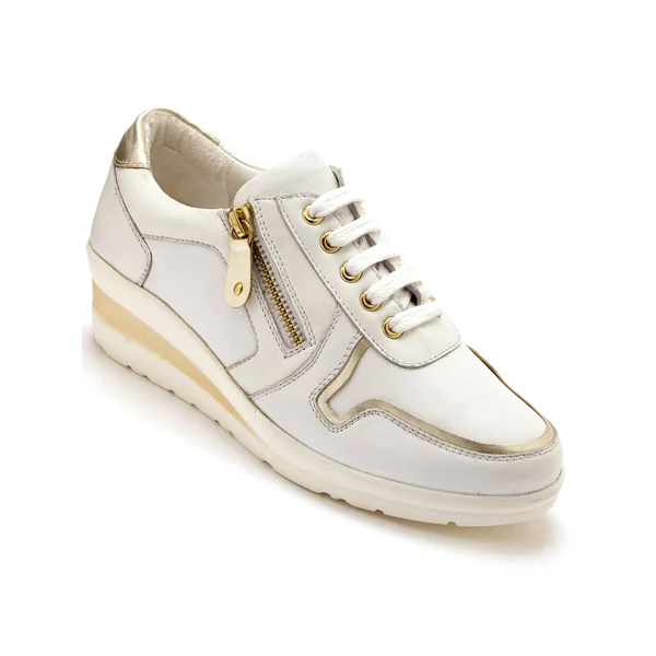 Derbies à lacets largeur confort, petit compensé, blanc