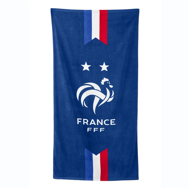 Drap de bain enfant FFF®, éponge et velours coton - 320g/m2, bleu