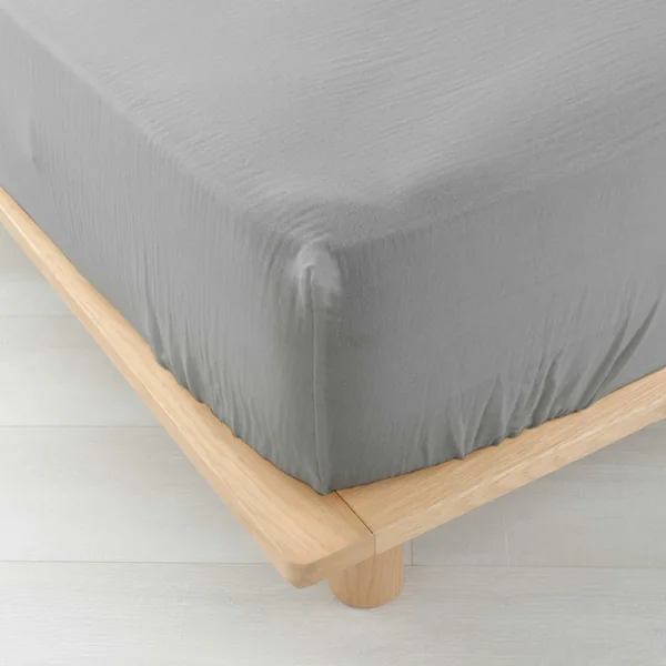 DRAP HOUSSE 140X190CM GAZE COTON 57 FILS ANGELIA GRIS