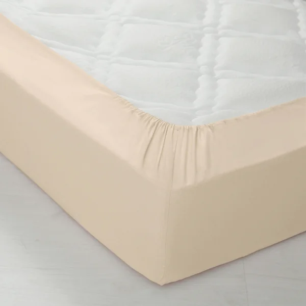 Drap-housse uni polyester - coton bonnet 32 cm, sable