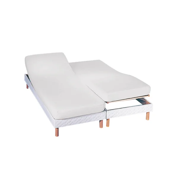 Drap-housse uni sommier articulé jersey bonnets 27 cm, blanc