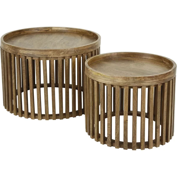 Ensemble de 2 tables basses en manguier massif style nature Jared