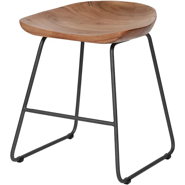 Ensemble de 2 tabourets contemporains en acacia et métal John