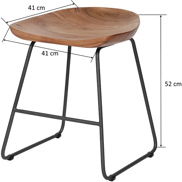 Ensemble de 2 tabourets contemporains en acacia et métal John