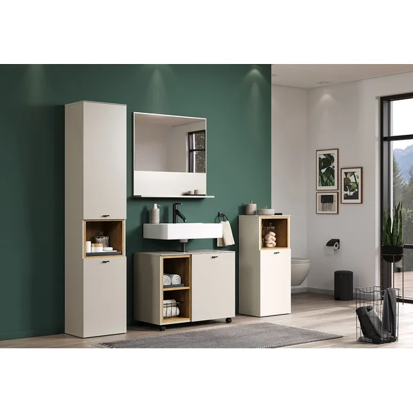Ensemble de salle de bain complet cachemire/chêne Paolo