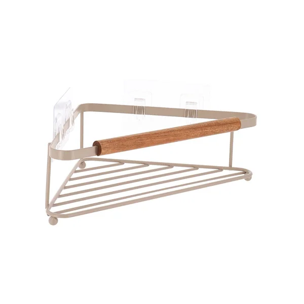 ETAGERE D ANGLE METAL ACACIA A POSER OU A STICKER BEIGE