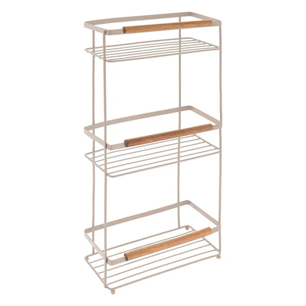 ETAGERE RECTANGLE METAL 3 NIVEAUX DECO ACACIA BEIGE