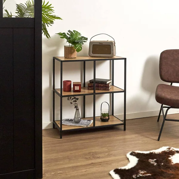 Etagère 4 cases style industriel STOCKIES, naturel