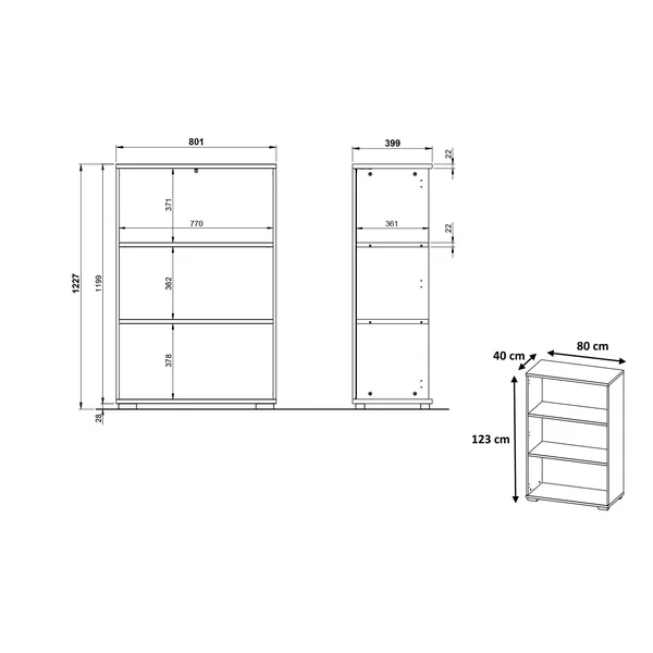 Etagère contemporaine H 123 cm graphite Organza