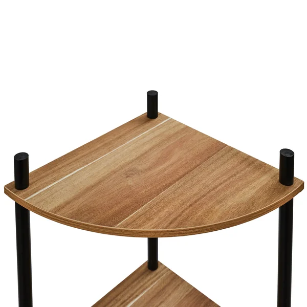 Etagère d'angle 4 niveaux en bois, marron/noir