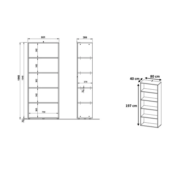 Etagère de bureau H 197 cm Hacienda