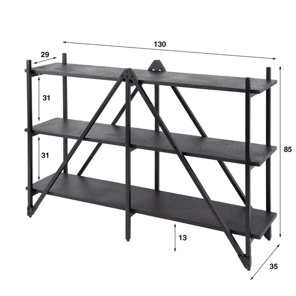 Etagère industrielle 130 cm en métal et teck gris Pivoine