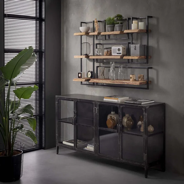 Etagère industrielle en acacia massif naturel 40 cm Marjorie