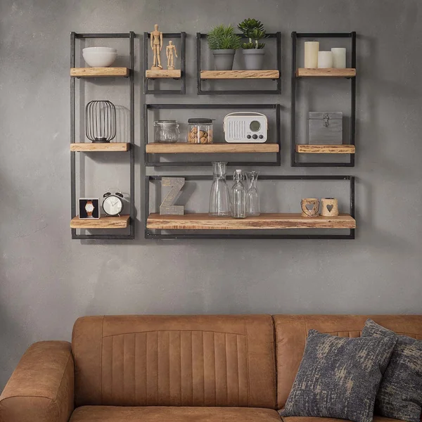 Etagère industrielle en acacia massif naturel 40 cm Marjorie