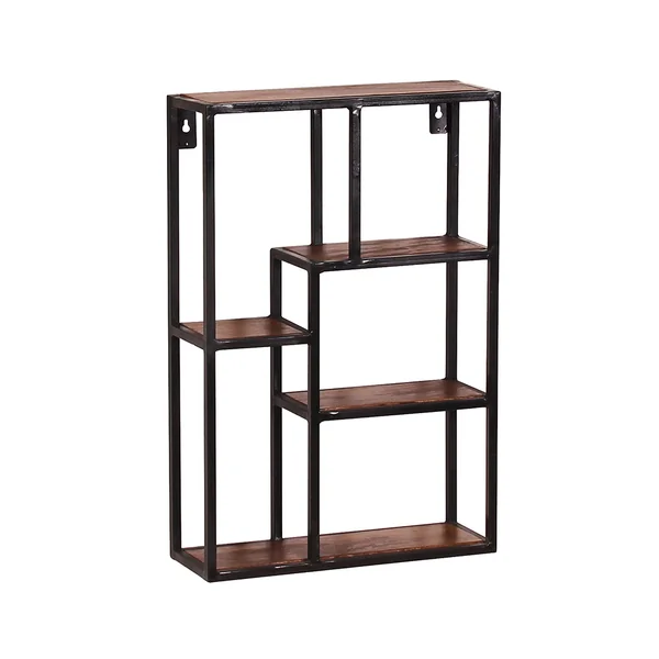 Etagère murale rectangulaire industrielle 40 cm en bois de manguier massif Pamela