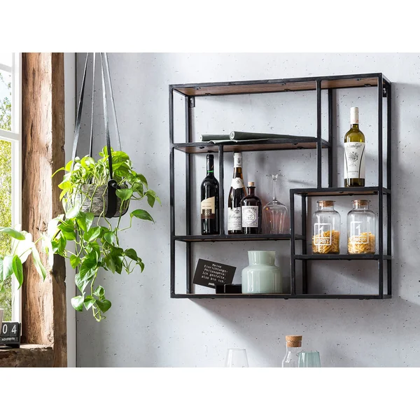 Etagère murale rectangulaire industrielle 80 cm en manguier Pamela