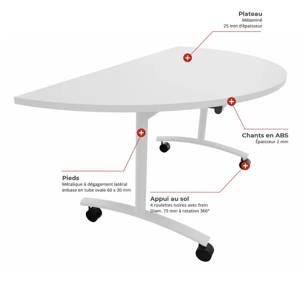 Extension demi-lune pour table abattante Vitaly