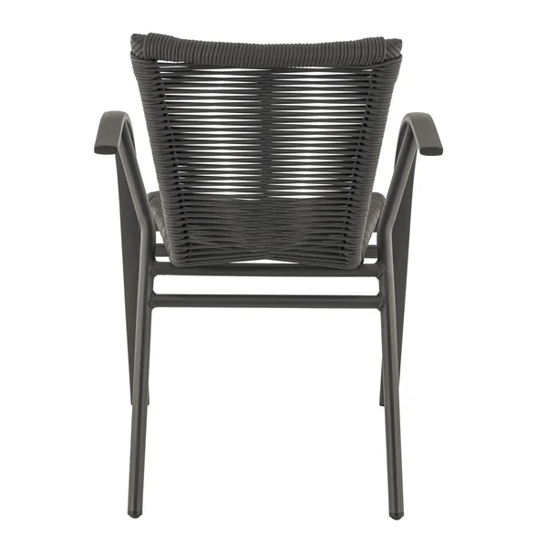 Fauteuil de bistrot d'extérieur empilable en tressage cordé anthrac...
