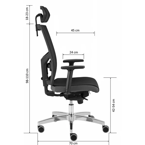 Fauteuil de bureau contemporain en PU noir Octavio