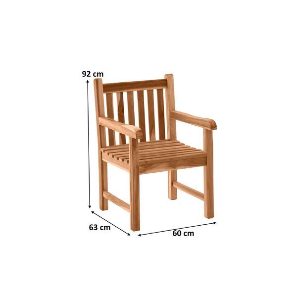 Fauteuil de jardin en bois de teck massif naturel Eoline