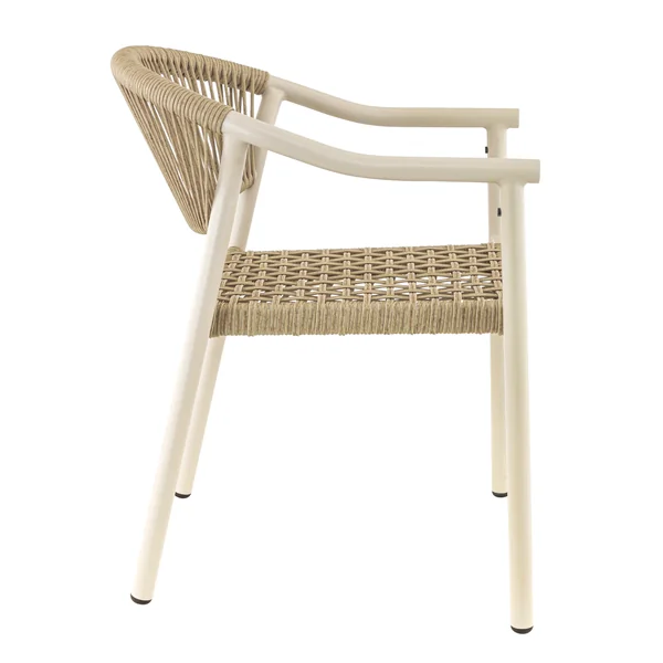 Fauteuil de terrasse d'extérieur empilable en tressage cordé Davida