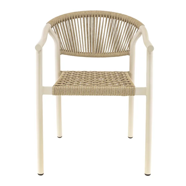 Fauteuil de terrasse d'extérieur empilable en tressage cordé Davida