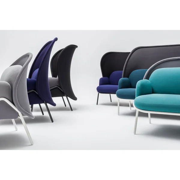 Fauteuil moderne d'accueil avec dossier medium et assise bleus foncés Luna