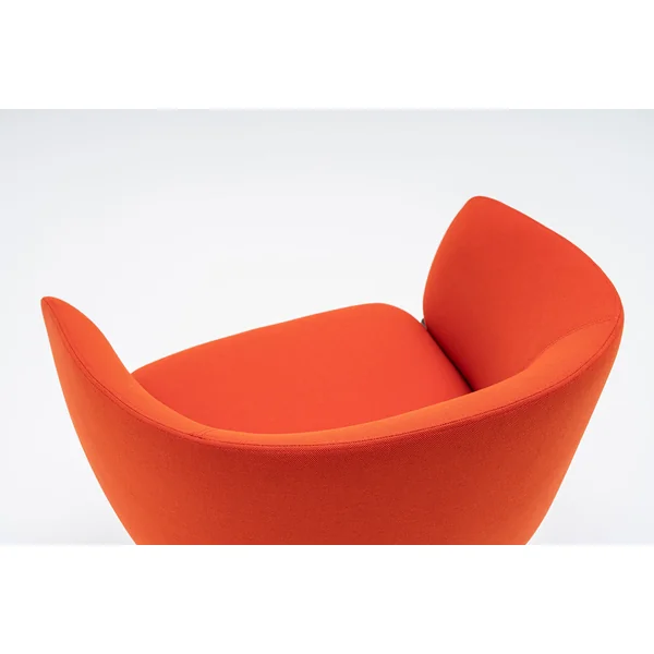 Fauteuil moderne piétement métal bordeaux et assise en tissu rouge Antoine