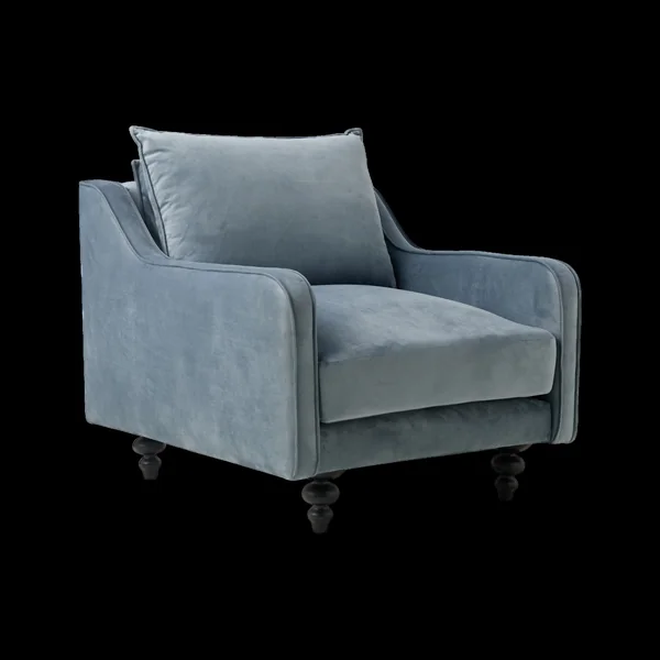 Fauteuil velours Orso - Bleu gris