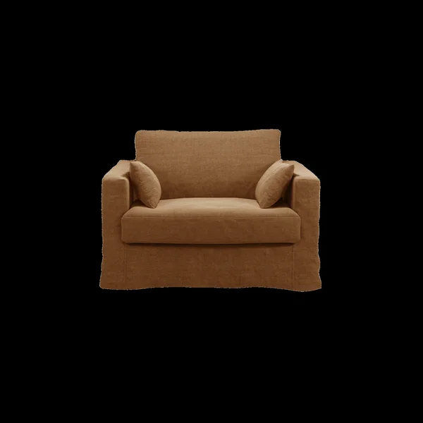 Fauteuil XL lin déhoussable Martigues - Caramel