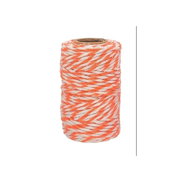 FICELLE COTON BICOLORE ORANGE ET BLANC 25MX1.5MM