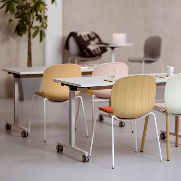 FLOKK Table rabattable U-Connect - Plateau Naturel/Pieds Blancs - 120 x 60 cm