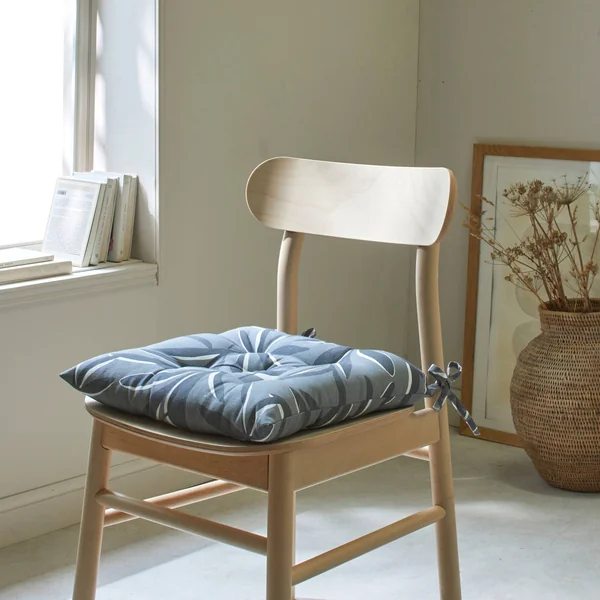Galette de chaise carrée imprimé feuillage - lot de 2, gris perle