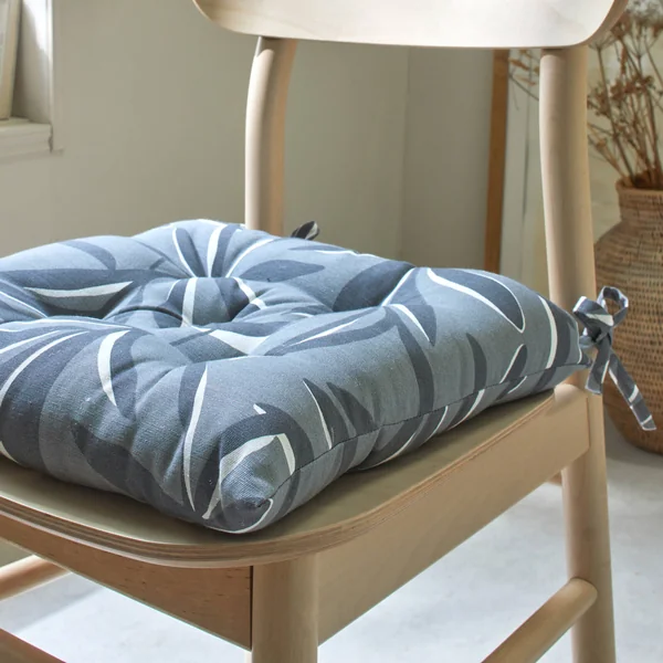 Galette de chaise carrée imprimé feuillage - lot de 2, gris perle
