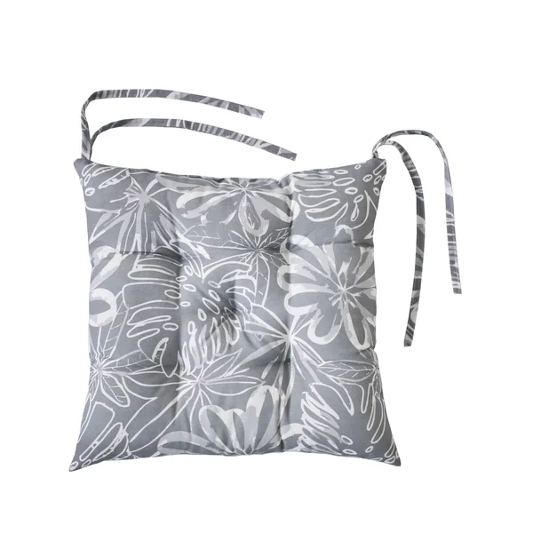 Galette de chaise carrée imprimé fleuri - lot de 2, gris perle